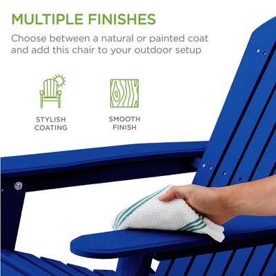 Blue Wooden Folding Adirondack Chair with Arms