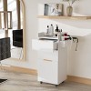 Karl Home Black Wooden Mobile Salon Trolley Cart with Wheels and 2 Drawers - 2 of 4