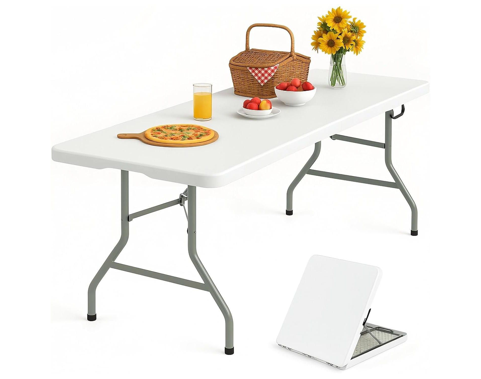 SKONYON 6ft Folding Table Portable Indoor Outdoor Picnic Party Dining Camping