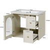 TUYOHW Bathroom Vanity Set Wall Mounted for Small Space, Bathroom Cabinet with Ceramic Sink, 2 Drawers and 1 Soft-Close Door - 3 of 4
