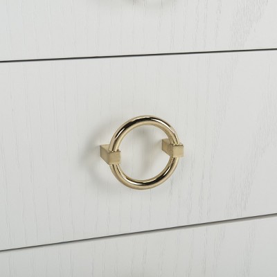 Lorna White and Gold 3-Drawer Nightstand