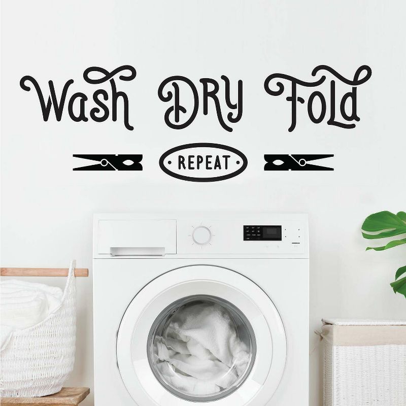 Wash Dry Fold Repeat Peel and Stick Wall Decal Black - RoomMates, 4 of 6