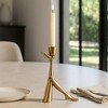 Decorative Pillar Candle Holder for Table Decor - Metal Candlestick Holder with Sculptural Figurative Legs for Taper Candles - Gold - 2 of 4
