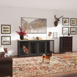 Famapy Indoor Furniture Kennel with Removable Partition Bottom Tray for 2 Dogs - 1 of 4