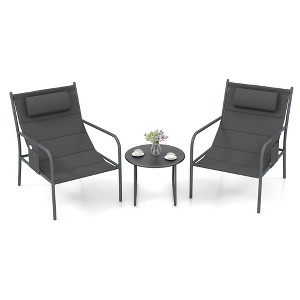 Tangkula 3 Piece Patio Set Outdoor Table and Chairs Bistro Set Small Front Porch Balcony Furniture - 1 of 4
