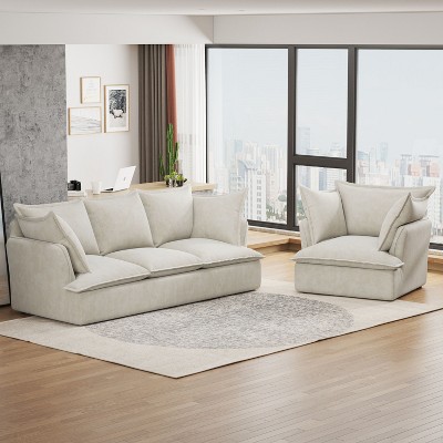 NicBex Couches for Living Room 94 Inch Sectional Sofa Chenille Deep Seat Sofa Chenille Fabric Upholstered 4-Seater Sofa Couch for Bedroom, Blue