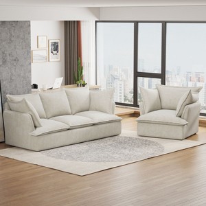 NicBex Couches for Living Room 94 Inch Sectional Sofa Chenille Deep Seat Sofa Chenille Fabric Upholstered 4-Seater Sofa Couch for Bedroom, Blue - 1 of 4