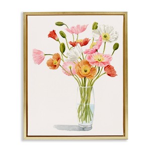 Stupell Industries Vivid Poppies Glass Floral Bouquet Arrangement Floating Frame Canvas Art - 1 of 4