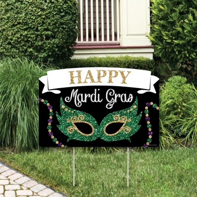 Big Dot Of Happiness Colorful Mardi Gras Mask - Lawn Decorations - Outdoor  Masquerade Party Yard Decorations - 10 Piece : Target