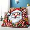 Lomsoe Santa Claus & Candy Cane Christmas Print Flannel Blanket - All Seasons Soft Cozy Warm Throw Blanket for Bed, Napping, Camping, Travel, Office - 2 of 4