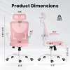 GlasFlength Task and Office Chairs with Support Armrest，Ergonomic, Adjustable，Computer Chair and Gaming Chair, Pink, 25.6"*27.2"*48.4" - 3 of 4