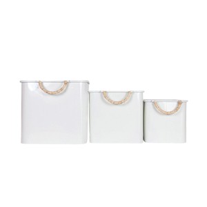 Set of 3 Baskets White Metal & Reed by Foreside Home & Garden - 1 of 4
