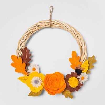 Harvest Indoor Fabric Wreath Hoop with Felt Flowers - Hyde & EEK! Boutique™