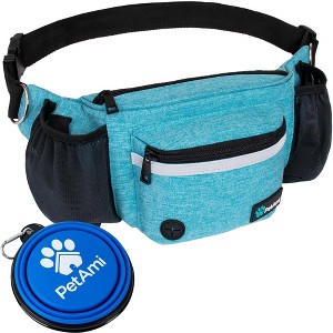 PetAmi Dog Fanny Pack, Pet Waist Belt Treat Pouch for Walking Training Hiking Running, Waste Bag Dispenser, Bottle Holder, Bowl, Pocket - 1 of 4