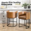 JUJABU Modern Faux Leather Upholstered Bar Stools, 26.4" Set of 2 with Barrel-Curved Backs and Arms - 4 of 4