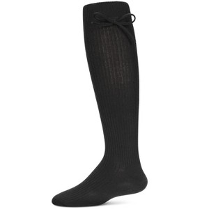 Memoi Girls' Ribbed Bow Knee-High Socks - 1 of 3