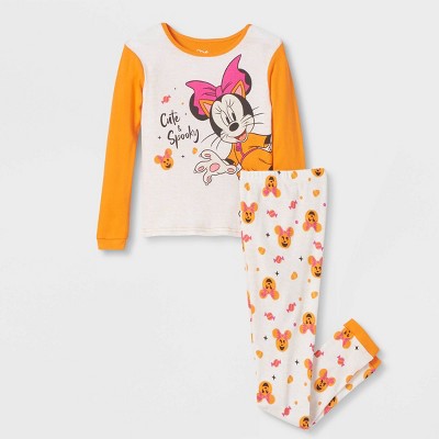 Girls' Minnie Mouse Halloween 2pc Snug Fit Pajama Set - Orange