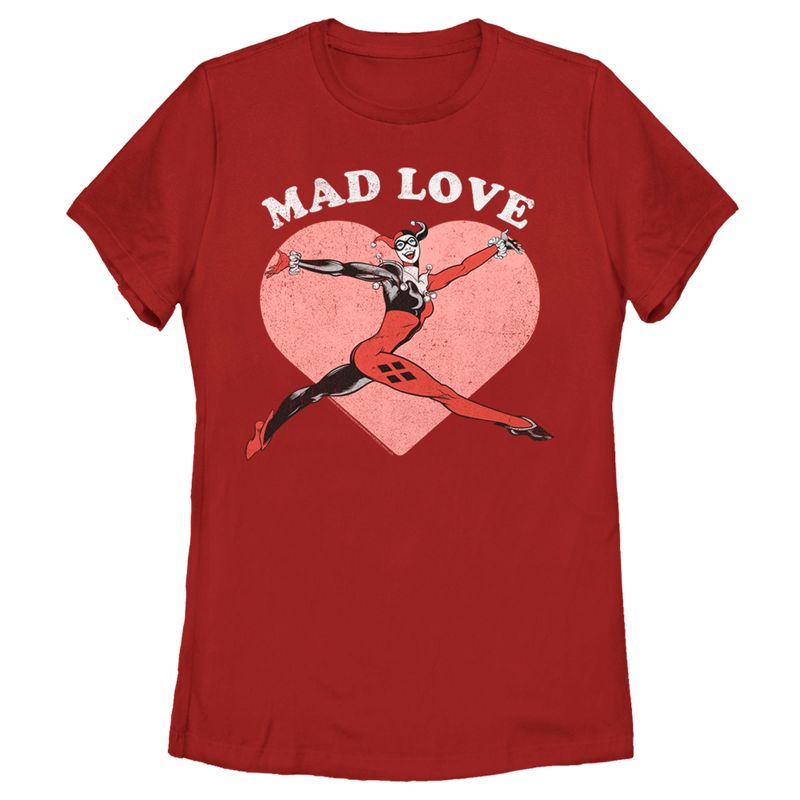 Women's Batman Valentine's Day Harley Quinn Mad Love T-Shirt, 1 of 5