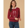 INSPIRE CHIC Women's Round Neck Cat Printed Sweatshirt - 3 of 4