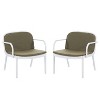 Gulches Outdoor PP Club Chair, White Frame with Green Cushion, Set of 2 for Patio, Outdoor, Garden, Poolside - 2 of 4