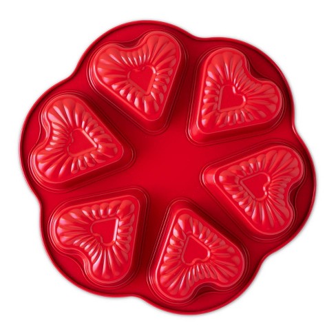 Nordic Ware Steel Heart Shaped Cakelette Pan Red Target