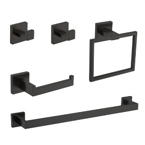 OUTSUPPLY 5-Piece Stainless Steel Bathroom Set, Modern Towel Bar + Ring + Hooks + Toilet Paper Holder - 1 of 4