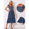 INSPIRE CHIC Women's Boho Square Neck Ruffle Trim Flowy Smocked Midi Sundresses - 2 of 4