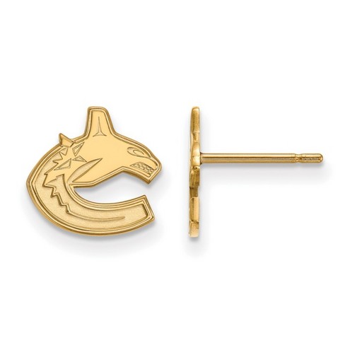 Black Bow Jewelry 14k Yellow Gold Plated Sterling Silver Vancouver Canucks NHL Stud Earring - image 1 of 3