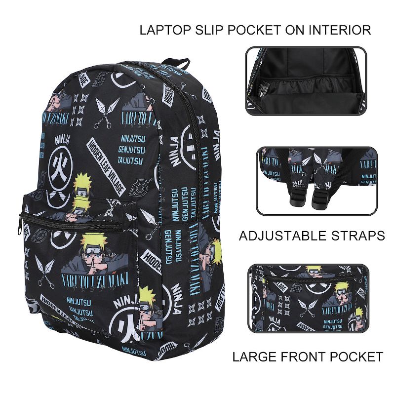 Naruto Shippuden Ninjutsu Sublimated Print Adult 17" Laptop Backpack, 5 of 9