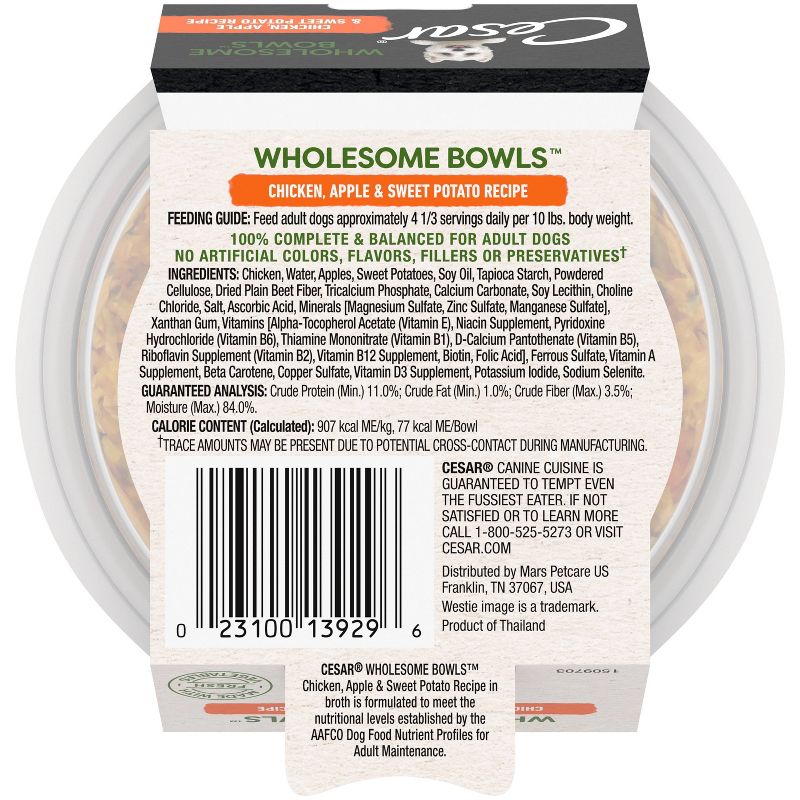 Cesar Wholesome Bowls Chicken, Apple &#38; Sweet Potato Recipe Adult Wet Dog Food - 3oz, 3 of 12