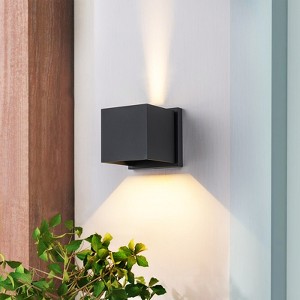 LLHZSY 5 2/5" Modern Outdoor Wall Light Fixture Square Up and Down LED Light Mount Porch Yard Front Door House -Black - 1 of 4