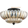 Claxy 3-light Modern Black Metal with Scalloped Amber Glass Shade Semi Flush Mount Ceiling Light for Hallway - 3 of 4
