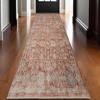 Brick Red And Gray Floral Medallion Area Rug With Fringe - 2 of 4
