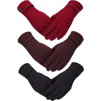 Zuppad 3 Pairs Womens Gloves Winter Touchscreen Texting Phone Windproof Gloves Warm Fleece Lined Cold Weather