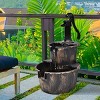Tangkula 2 Tier Barrel Waterfall Fountain Barrel Water Fountain Pump Outdoor Garden - 3 of 4