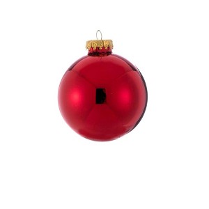 Kurt Adler Glass Ball Christmas Tree Ornament Set, Shiny Red, 3" (4-Count) - 1 of 4
