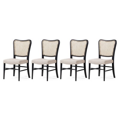 Maven Lane Vera Wooden Dining Chair, Slate Linen Fabric