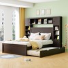 PAGED Twin Size Platform Bed Modern Wooden Bed Frame with Trundle and Headboard for Bedroom - 2 of 4