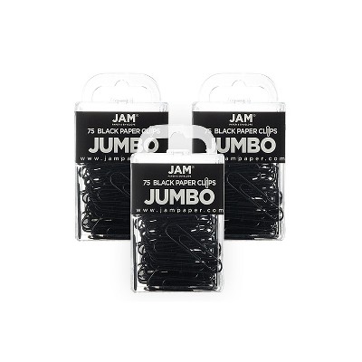 JAM Paper Jumbo Smooth Paper Clip Black 3/Pack 2184933B