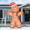 Angel Sar 8ft Inflatable Gingerbread Man with Candy Cane, LED Light-Up Blow-Up Yard Decoration, Outdoor Christmas Decor with Stakes & Sandbags - 2 of 4