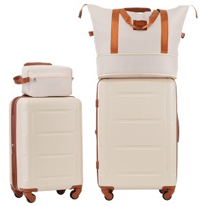 4 Piece 20"and 24" Luggage Set, ABS Lightweight Suitcase with Travel Duffel Bag, Toiletry Bag, Spinner Wheels,  TSA Lock--ModernLuxe - 1 of 4