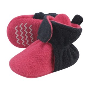 Hudson Baby Infant and Toddler Girl Cozy Fleece Booties, Dark Pink Navy - 1 of 1