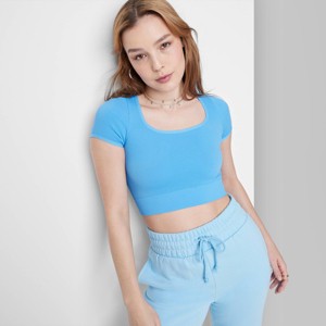 Women's Short Sleeve Square Neck Fitted Seamless T-Shirt - Wild Fable™ - 1 of 3