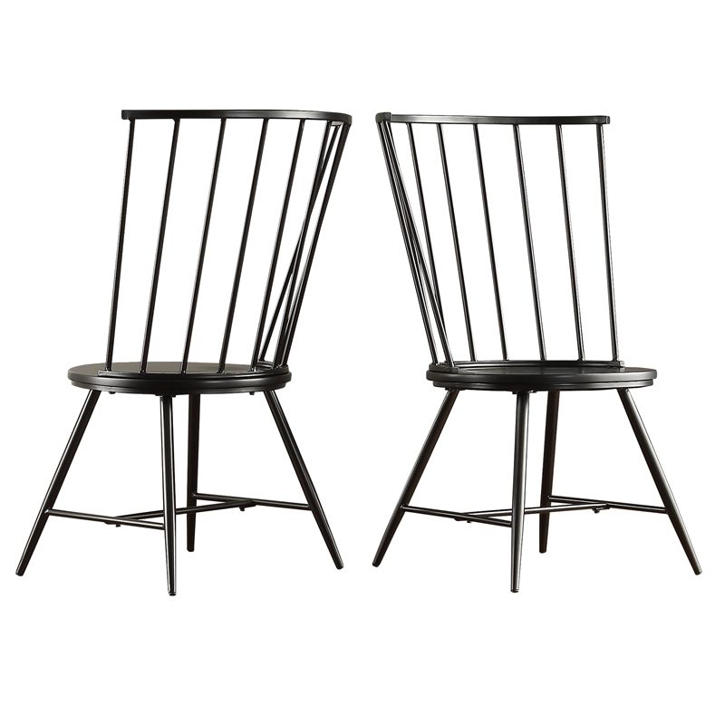 iNSPIRE Q 17" High Back Windsor Wood Dining Chair in Black (Set of 2), 3 of 5