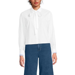 Lands' End Women's Easy Care Shirt with Removable Bow - 1 of 4