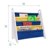 WildKin Premium Modern Kids' Sling Bookshelf White Wood with Yellow/Dark Blue: 4 Shelves, MDF Frame, Ages 3-10, 24" Height - 4 of 4