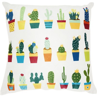 Nourison Trendy, Hip, New-Age Velvet Succulents Multicolor Throw Pillow - 18" x 18"