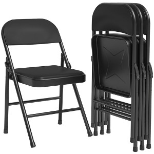 Folding Chairs with Padded Cushions, Portable Leather Upholstered Chair, Hold Up to 350 LBS, for Home, Office, Indoor & Outdoor Events - 1 of 4