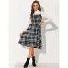 INSPIRE CHIC Women's Plaid Sleeveless Tie Back A-Line Overall Pinafore Dresses - 3 of 4
