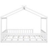 Streamdale Full Size Wood Bed House Bed Frame with Fence, for Kids, Teens, Girls, Boys,White - 4 of 4